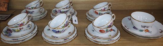 A Royal Copenhagen floral painted tea set